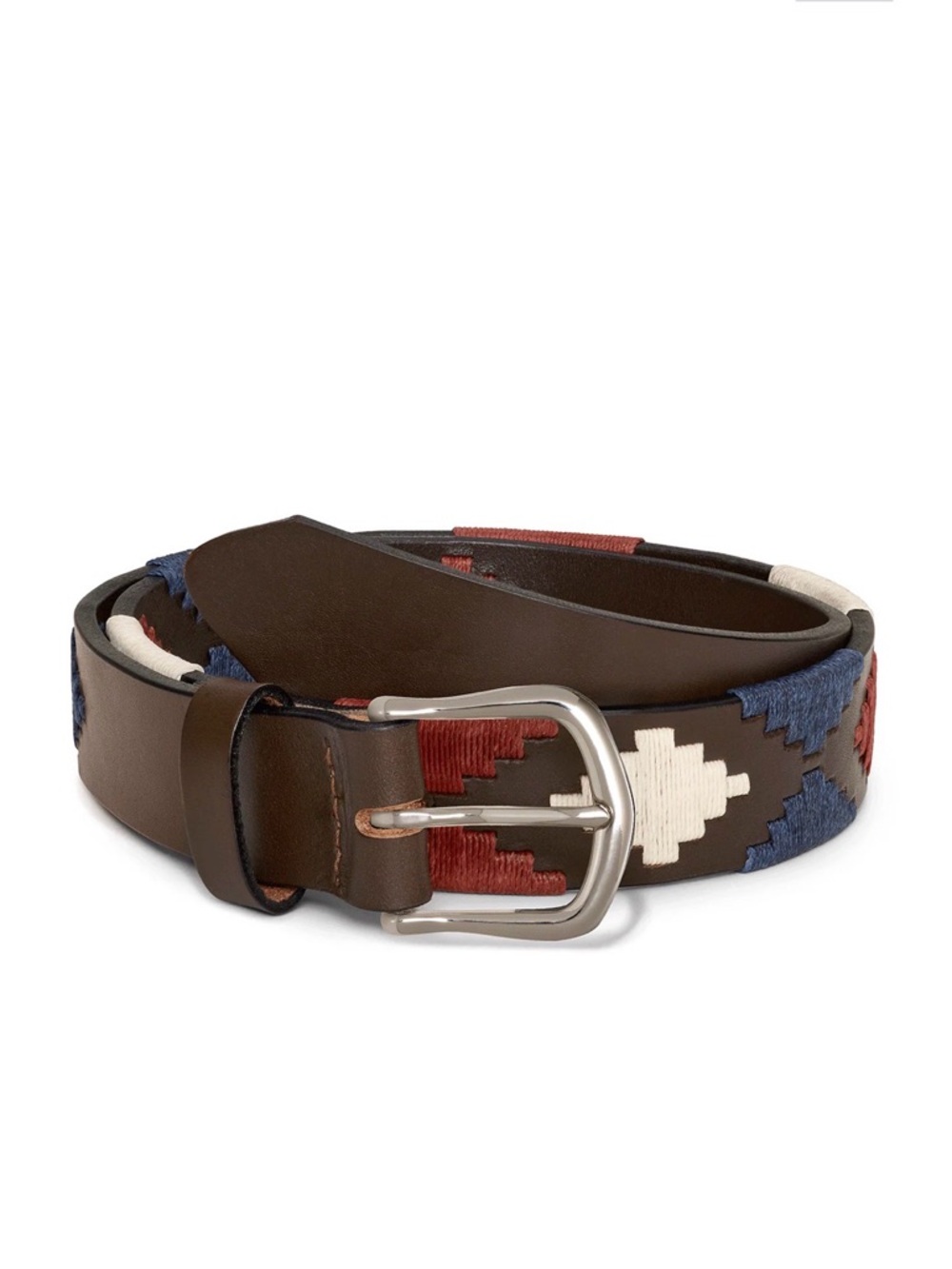 New HOLDERNESS & BOURNE The Barker Belt‎ Brown Navy Claret Leather Mens Size 40